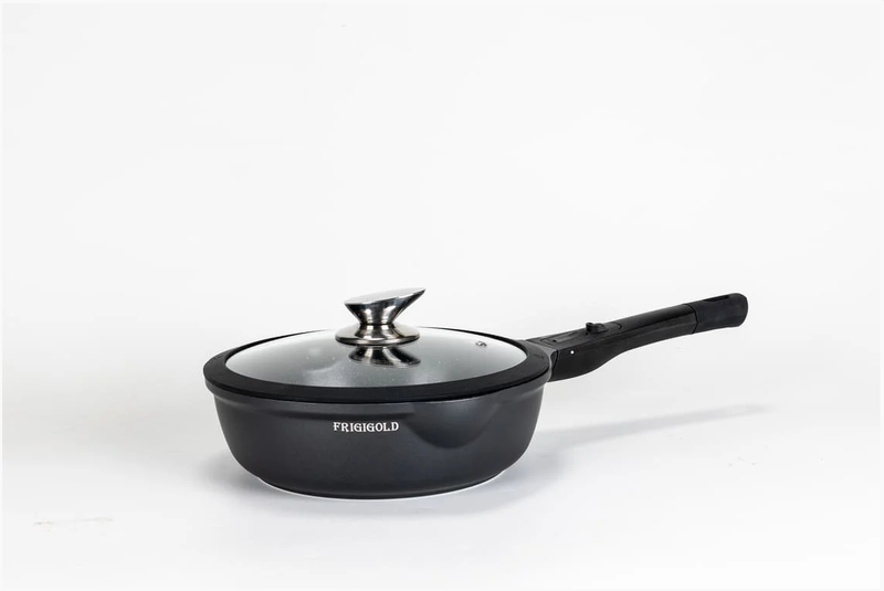 Frigideira Wok 24cm - 5 camadas de Titânio com mármore antiaderente - Com Tampa Super Resistente Frigigold