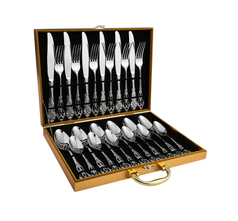 Conjunto De Talheres Dourado De Aço Inoxidável