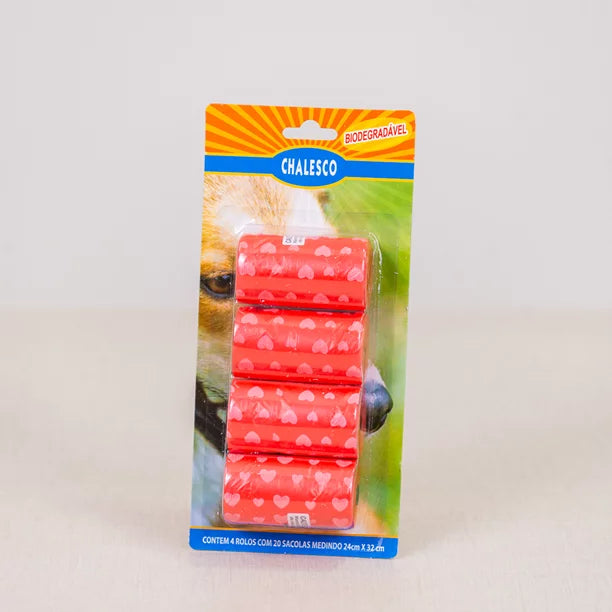 Refil sacolinha cata caca Chalesco para cães com 4 rolos (cores sortidas)