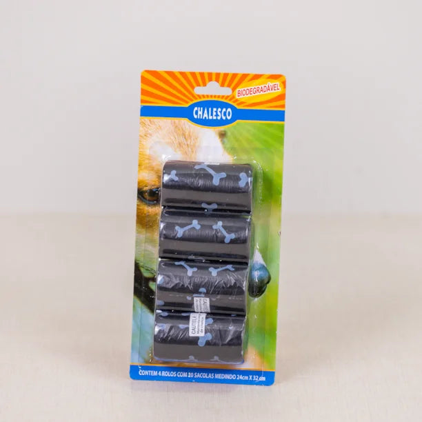 Refil sacolinha cata caca Chalesco para cães com 4 rolos (cores sortidas)