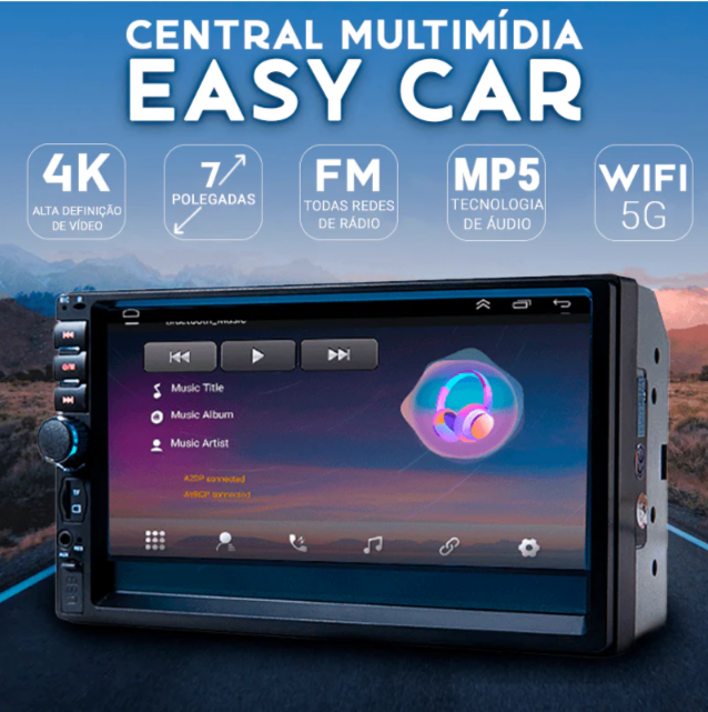 Central Multimídia Universal 7 Polegadas Wifi Gps Mp5 Bluetooth - EasyCar