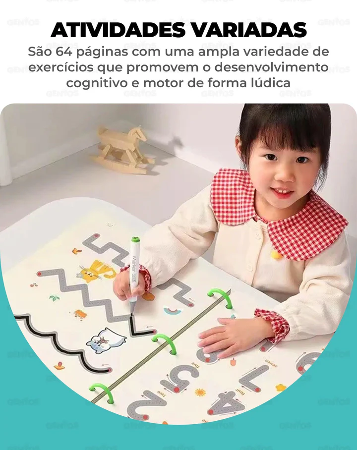 Livro de Desenvolvimento Infantil Buzz® + 8 Canetinhas e Apagador de Brinde