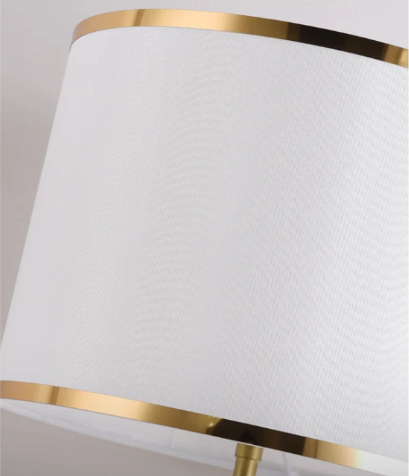 Abajur Cidonia Moderno Dourado com Cúpula Branca Para Sala de Estar, Quartos, Cabeceira de Cama, Escritório e Escrivaninha