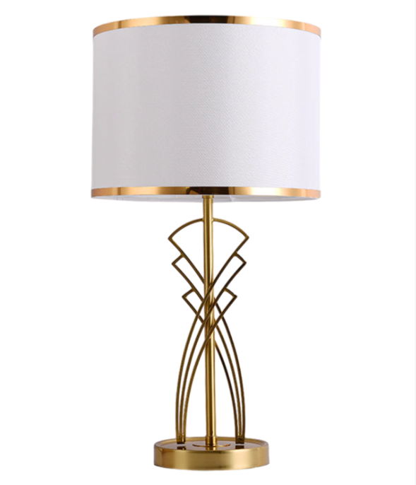 Abajur Cidonia Moderno Dourado com Cúpula Branca Para Sala de Estar, Quartos, Cabeceira de Cama, Escritório e Escrivaninha