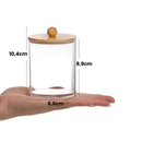 Conjunto Porta Cotonete e Algodão Acrílico e Bambu – 3 Unidades