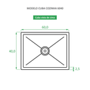 Cuba Gourmet de Cozinha Inox Premium - Embutir ou Sobrepor 60x40 - Dourada