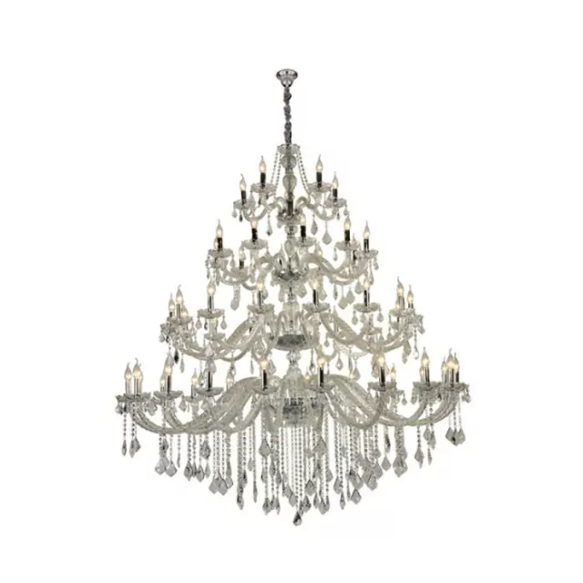 Lustre de Cristal Candelabro Maria Thereza 50 Braços - Cristais Transparentes - Tcar Imports