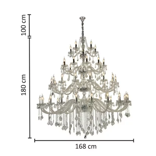 Lustre de Cristal Candelabro Maria Thereza 50 Braços - Cristais Transparentes - Tcar Imports