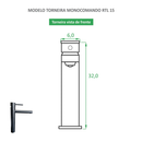 Torneira de Banheiro Monocomando Bica Alta Redonda Preto Fosco RTL 15