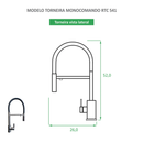 Torneira de Cozinha Misturador Monocomando Cinza Grafite RTC 541