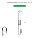 Torneira de Cozinha Misturador Monocomando Prata Escovada RTC 542