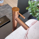 Torneira de Banheiro Monocomando Bica Alta Redonda Rose Gold Fosco Reno RTA 708