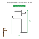 Torneira de Banheiro Monocomando Bica Alta Redonda Rose Gold RTA 704