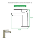 Torneira de Banheiro Monocomando Quadrada RT 20