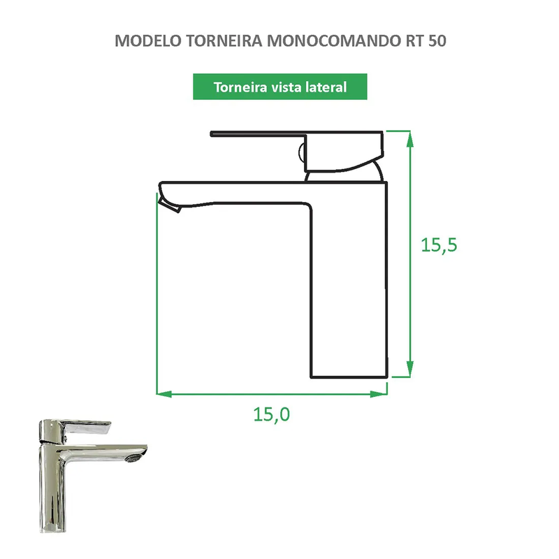 Torneira de Banheiro Monocomando Redonda RT 50