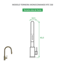 Torneira para Cozinha Escovada Misturador Monocomando RTC 530