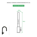 Torneira para Cozinha Preta Fosca Misturador Monocomando RTC 531