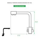 Torneira para Cozinha Preta Fosca Misturador Monocomando RTC 561